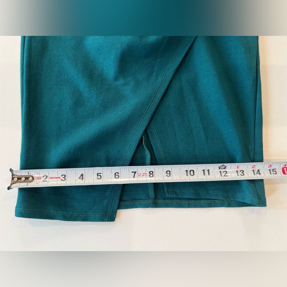 Lulu's Fitted Teal Emerald Green Mid Length Dress Straps Side Slit Extra Small - Picture 3 of 13